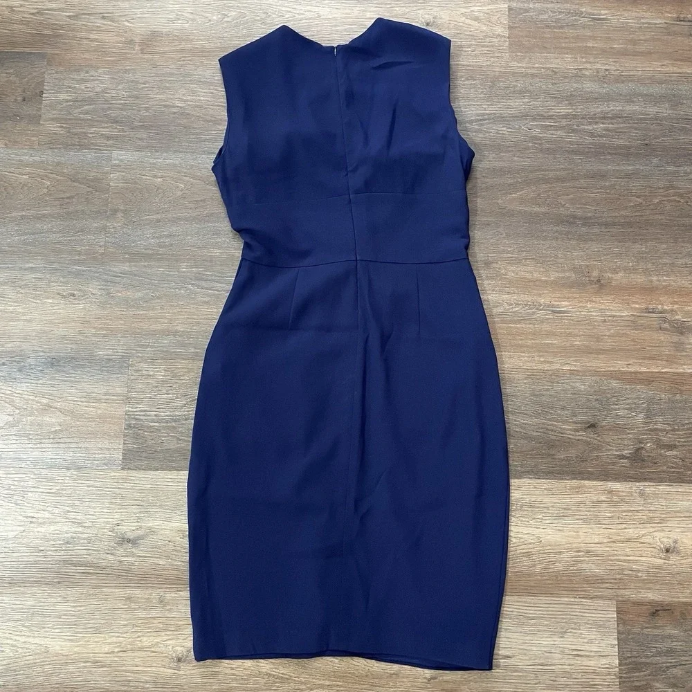 MM.LaFleur Taylor Dress 12 Indigo Knot Front Sheath Sleeveless Career Work